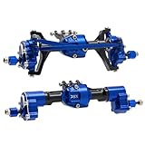 DJX CNC Aluminum RC Front & Rear Portal Axles Set +4mm Extended Complete Axles for 1/18 RC Rock Crawler Redcat Ascent-18 Upgrades Parts(Black&Blue)