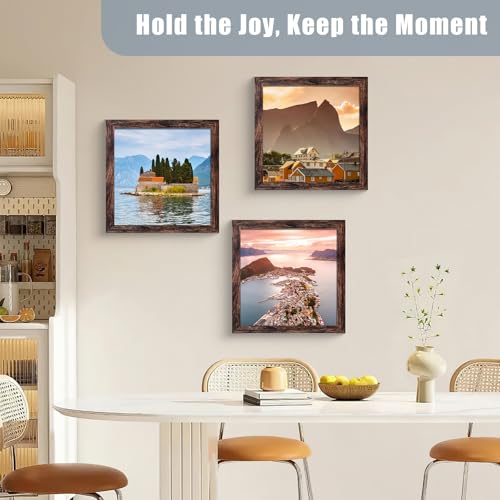 Image of LUCKYLIFE 12x12 Picture Frame Brown for Wall Mounting, 2 Pack