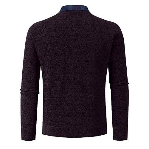 Mens Sweater Fake Two Pieces Shirt Collar, Slim Fit Lightweight Sweatshirts Knitted Pullover for Casual/Dressy Wear2
