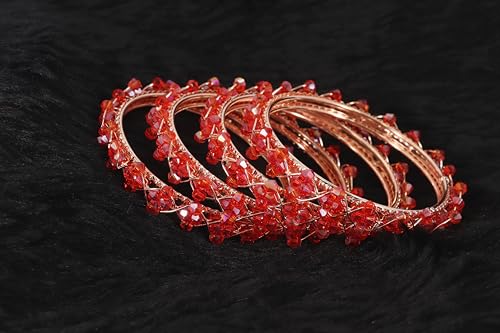 Image of NMII Stylish Pearls Beads Bangles Set For Women & Girls | Women's Bangles Bracelet | Metal Bangles Kada Set For Wedding, Party, Festival, Daily | Women's Fashion Jewellery- Set of 4