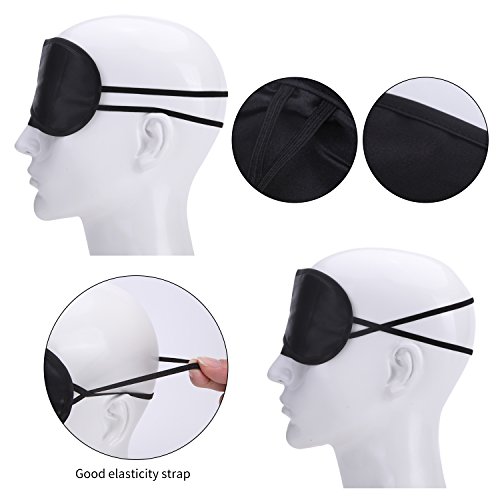 Senkary 12 Pack Blindfolds Sleep Mask Eye Mask Satin Fabric Sleeping Eye Shades Bulk With Nose Pad For Women Men, Black #TOP3