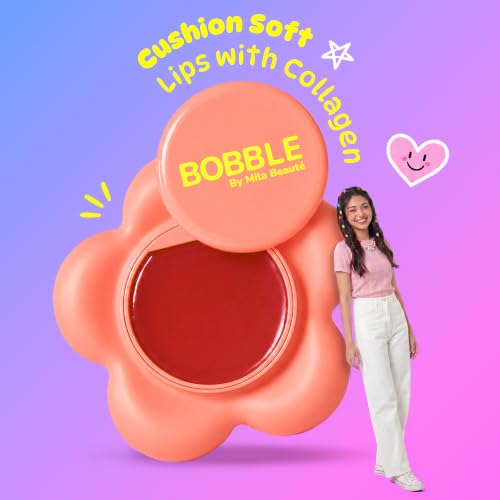 Image of Mila Beaute Bobble Gloss Balm Phone Pod | Cushion Soft Lips with 6-Peptide Complex & Collagen | Natural Tinted Glossy Finish | Non-Sticky & Lightweight | Hydrating & Nourishing I For Dry & Chapped Lips I Lip Balm-Peach Sorbet, 20gm