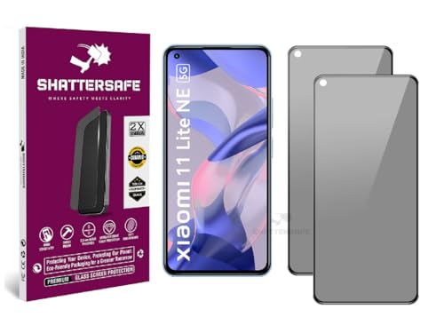 Image of Anti-Spy Privacy Tempered Glass Compatible For Mi 11 Lite NE 5G [Pack of 2]. 9H Hardness, Anti-Scratch, Edge-to-Edge Protection With Easy Installation Kit & Case Friendly Fit.