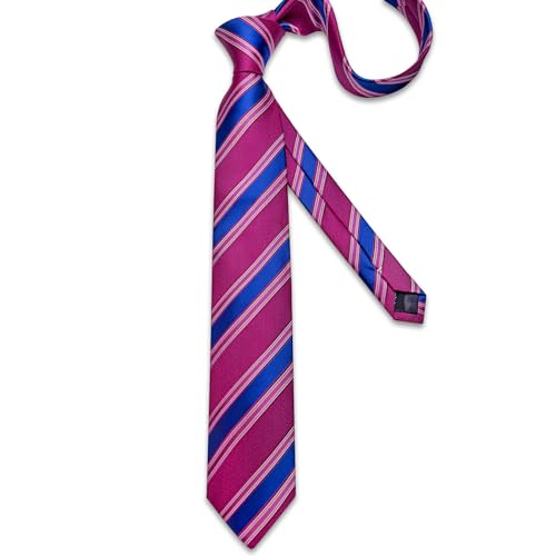 Image of DiBanGu Mens Tie Silk Plaid Striped Necktie and Pocket Square Cufflinks Tie Clip Set with Gift Box Formal Wedding Party