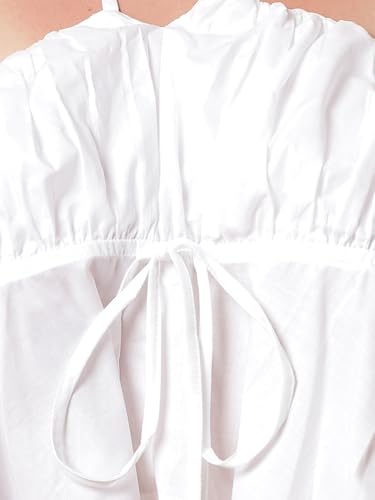 Image of Women's Poplin Ruffled Halter Neck Crop Top | Lightweight Summer Sleeveless Top