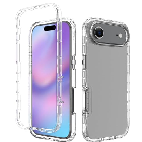 OUBELI Coque pour iPhone 17 Air Étui Transparent de Protection à 360 Degrés Full avec Protecteur d'Écran Intégré, Antichoc Silicone Housse - Transparent
