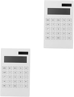 VILLCASE 2 Peças Calculadora Solar Computador Calculadora Digital Calculadora Pequena Calculadora Portátil Calculadora Solar Simples Calculadora Solar Pequena Viagem Elétrica Branco Abs