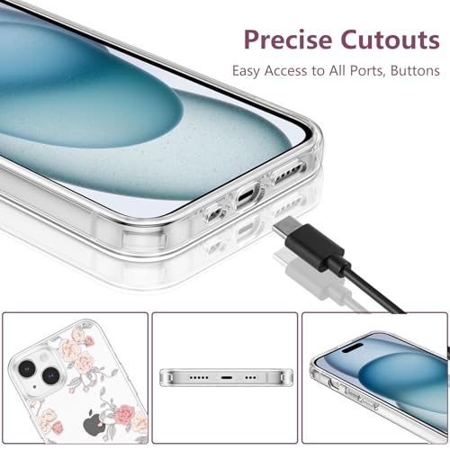 Coque iPhone 14 antichoc fine et robuste transparente motif fleurs
