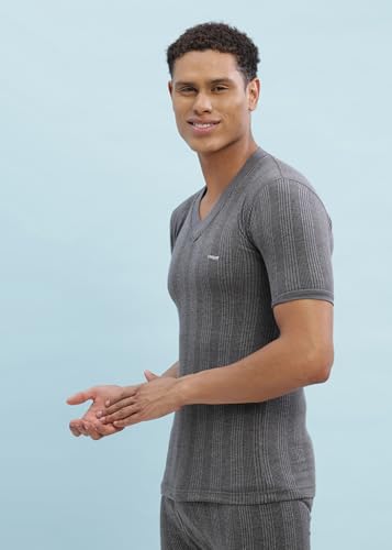 Image of Dollar Ultra Pack of 2 Combed Cotton Men V Neck Half Sleeve Thermal Top