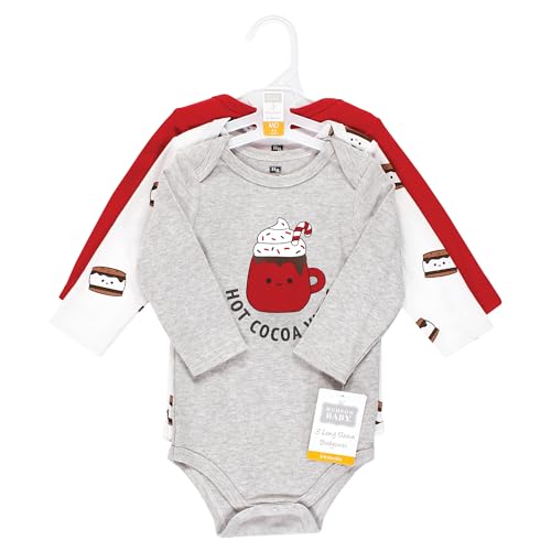 Hudson Baby Bodies unissex de manga comprida de algodão para bebês, Hot Cocoa Vibes, 18-24 Meses