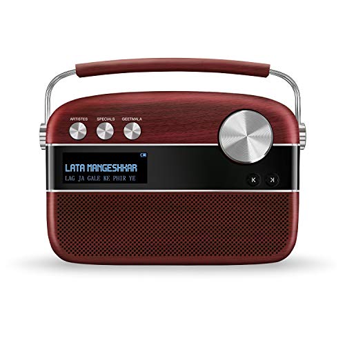 Image of Saregama Carvaan Premium - Portable Music Player with 5000 Preloaded Songs, FM /BT /AUX (Cherrywood Red)