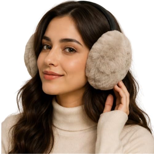 Image of Faux Fur Ear Muffs for Women, Fluffy Plush Winter Earmuffs