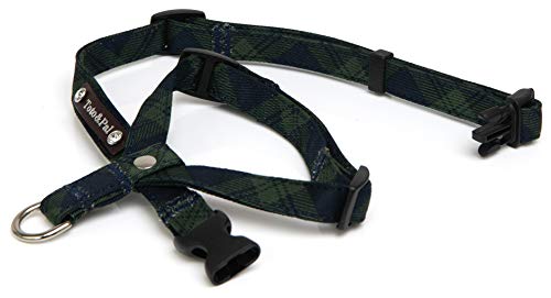 Toto&Pal Royal Tartan Check Neck Harness (With Swarovski) Navy, 0.8 Inches (20 Mm) #TOP1