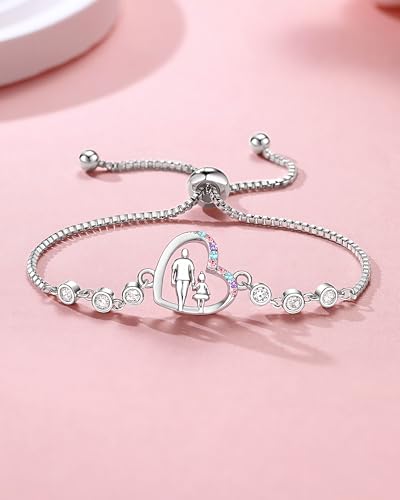 UNGENT THEM Love You Forever Heart Girls Bracelet Daughter Gifts From Dad Birthday Christmas Valentines4