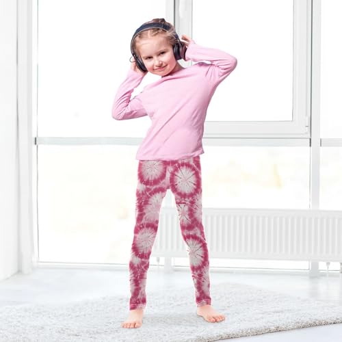 Boccsty Pink Tie Dye Girls Leggings Kids Yoga Pants Dance Active Tights 4T4