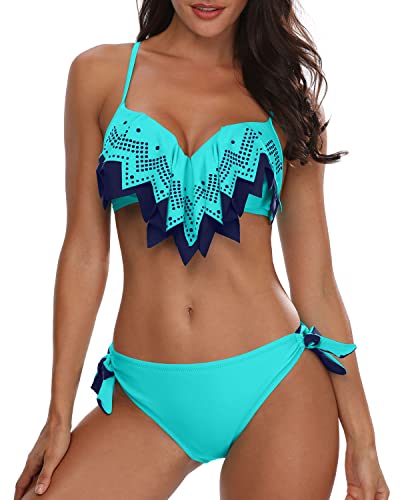 Holipick Women Two Piece Swimsuit Push Up Underwire Bikini Sets Sexy Bathing Suits Ruffle Bikini Top with Bottom Teen Girls