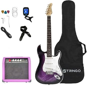 Amazon.com: Purple Electric Guitar Beginner Kit Full Size 39
