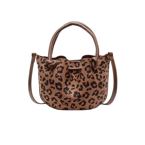 Suede leather women's handbag, women's retro leopard print suede leather handbag, shoulder bag, crossbody bag