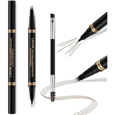 Eyebrow Pen,2-in-1 Waterproof Eyebrow Pencil with 4 Tip Microblading Brow Pen and Ultra-Precise Brow Pencil,with Dual-ended Eyebrow Brush,Eyebrow Makeup for Natural Looking-Soft Brown Cover