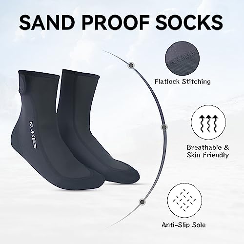 Xuker Neoprene Socks 3Mm, Sand Proof Beach Volleyball Socks Anti Slip Quick Dry Water Socks For Beach Soccer Tennis Walking Wading Hiking Outdoor Water Sports #TOP3