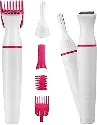 Mini Depilador Portátil Feminino Aparador de Pelos Intimo Aparelho de Depilação para Mulheres Sem Fio Elétrico 5 em 1 para Corpo, Rosto e Area Intima Sem Dor Pele Suave e Sedoso Pequeno Rosa