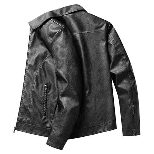 Mens Vintage Biker Leather Jacket Spring Fall Motorcycle Distressed Finish Multi-Pocket Functional Coat3