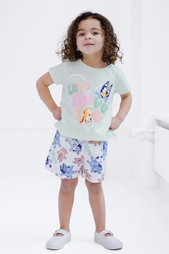 Image of Bluey Girls T-Shirt and Twill Shorts Outfit Set Toddler to Big Kid Sizes (2T - 10-12)