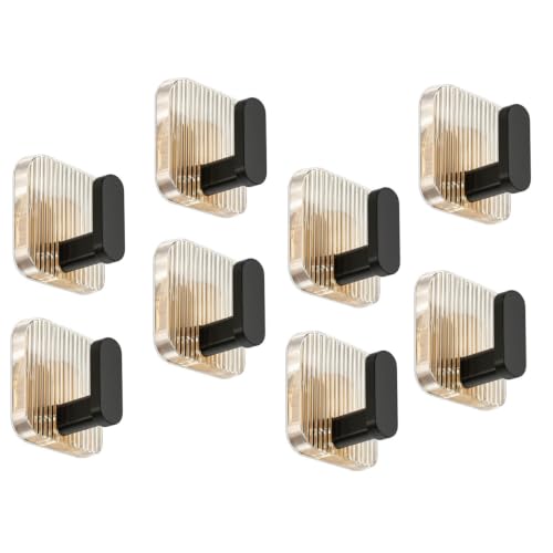 Image of SIGNAMIO 8pcs Self Adhesive Wall Hooks for Hanging Heavy Duty, Damage Free Adhesive Wall Hook for Kitchen Bathroom Bedroom, Made in India Premium Storage Solution Black