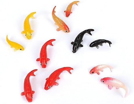 Mini Koi Fish 10 Pcs Goldfish Figurines Miniature Tiny Carps Garden Supplies, Plastic Fish Figures Small Goldfish Miniature Carp Ornament Garden Decor for 15 Years and Older