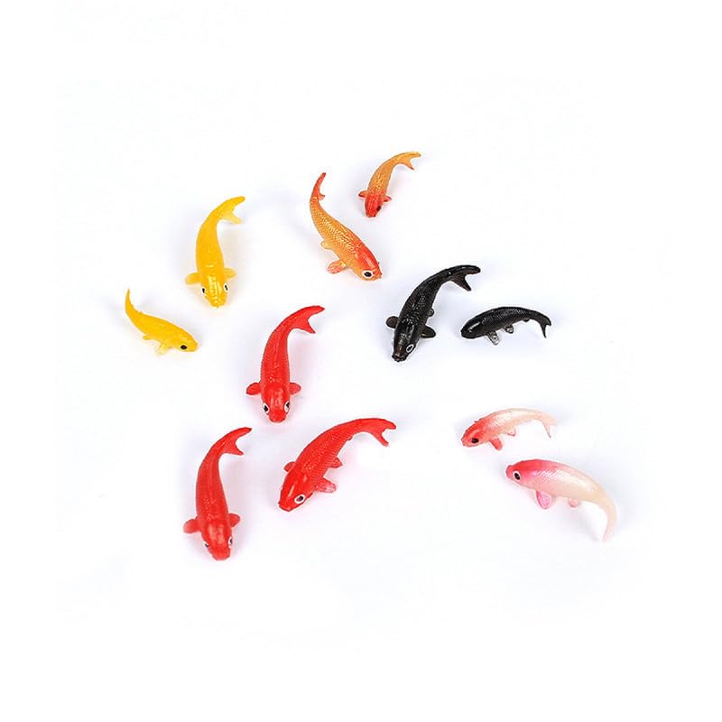 WEKVLPTH Mini Koi Fish 10 Pcs Goldfish Figurines Miniature Tiny Carps Garden Supplies, Plastic Fish Figures Small Goldfish Miniature Carp Ornament Garden Decor