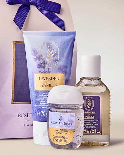 Image of Bath & Body Works Lavender Vanilla Gift Set| Body Care sets - Bath Sets | For Men and Women | Kit for Birthday ,Anniversary & All Special Occasions | Premium Gift Packaging | Luxury Giftsets - Set of 3