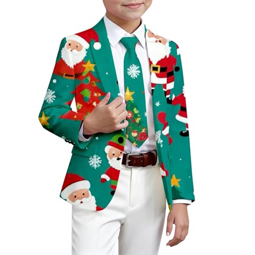 Generisch Chaqueta estampada para niño, abrigo formal e informal para niños, adecuado para vacaciones, fiestas, bodas, fiestas escolares, verde menta, 9-10 años