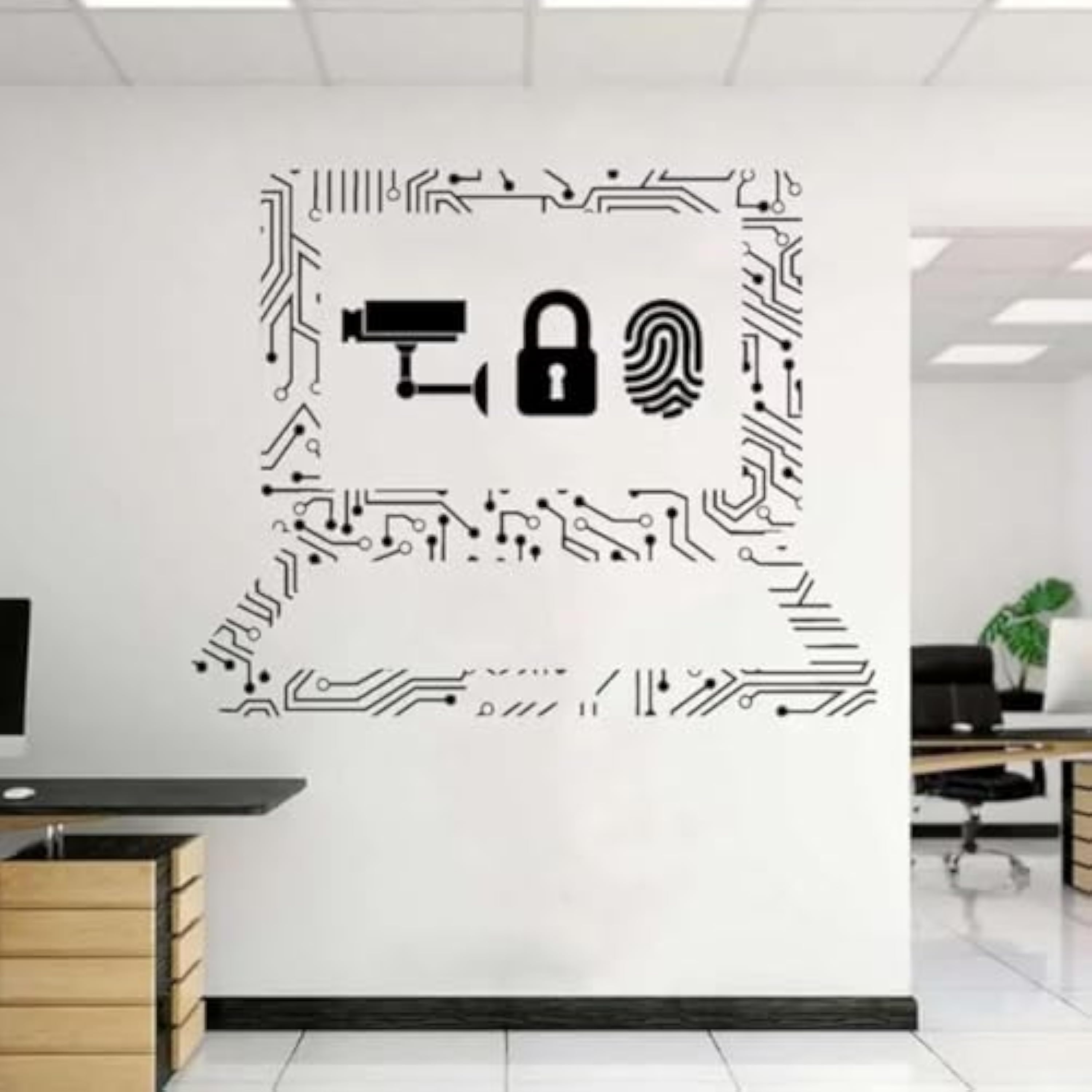 IT Technology - Adhesivo de vinilo para pared, ciberseguridad, portátil, Internet, empresa de tecnología digital, decoración de oficina corporativa, regalo de 53 x 42 cm