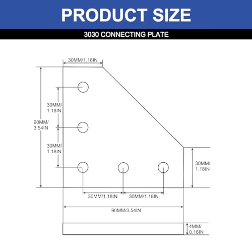 Image of 12pcs 3030 L Corner Bracket Joining Plate T Slotted Accessories 3030 Hardware Connector 3030 with T Nuts and Screws Silver