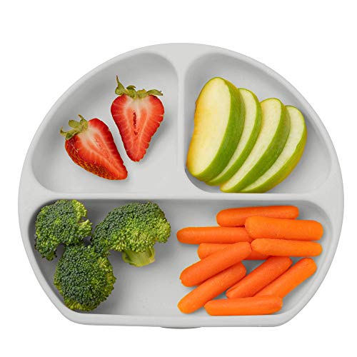 Table-Tot 3-Compartment Plate for Kids, Baby-Safe Silicone, Suction Plates for Toddlers by Juliaire