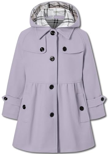 Betusline Girls Dress Coat Kids Hoodie Trench Coats Overcoat Fall Winter Outerwear Peacoat 3# Light Purple 9-10 Years