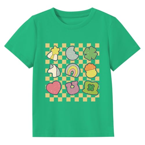 Image of Kids St Patricks Day Shirt Irish Shamrocks Graphic T-Shirt Shamrock Paddy's Day Tees Tops 2-7 Years