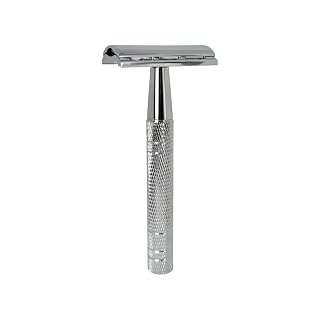 Lake Feath Metal Safety Razor | Lightweight | for Women and Men | Plastic-free | Includes five razor blades (Shining Silver)