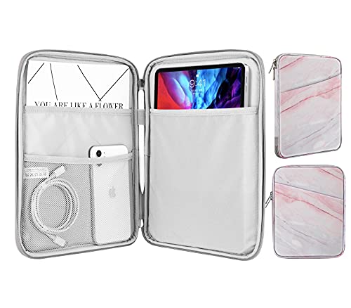 MoKo-Funda-Protectora-de-9-11-Pulgadas-Bolsa-para-iPad-Pro-11-202120202018-iPad-8th-7th-Generation-102-iPad-Air-4-109-iPad-97-Tablet-o-Ordenador-de-Poliester-con-Bolsillos-Marmol-Rosa-Gris