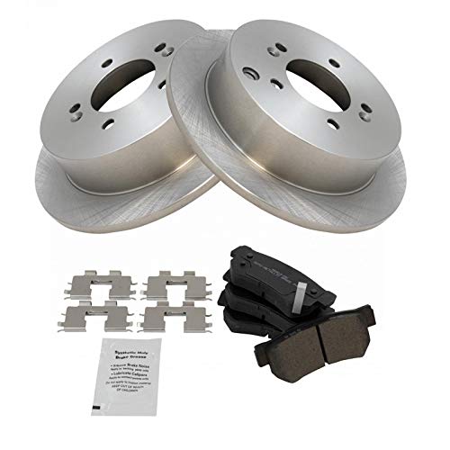 Image of TRQ Rear Brake Pad and Rotor Set Semi Metallic Solid Rotors