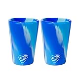 Silipint 1.5oz Silicone Shot Glasses – Pack of 2 Unbreakable, BPA-Free, Non-Toxic, Dishwasher & Freezer Safe Cups – Colored Shot Glasses for Cold Beverages, Cocktails, Travel, Party (Arctic Sky)