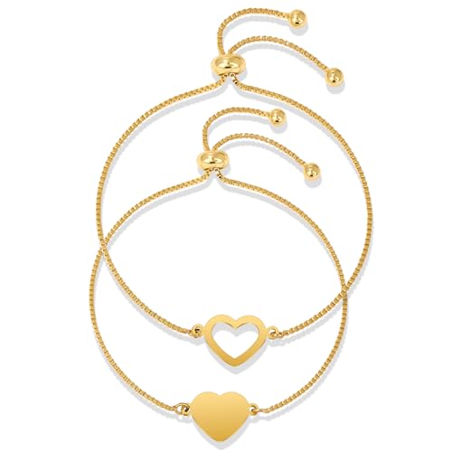 Raicegs 18K Gold BFF Friendship Bracelet Matching Heart...
