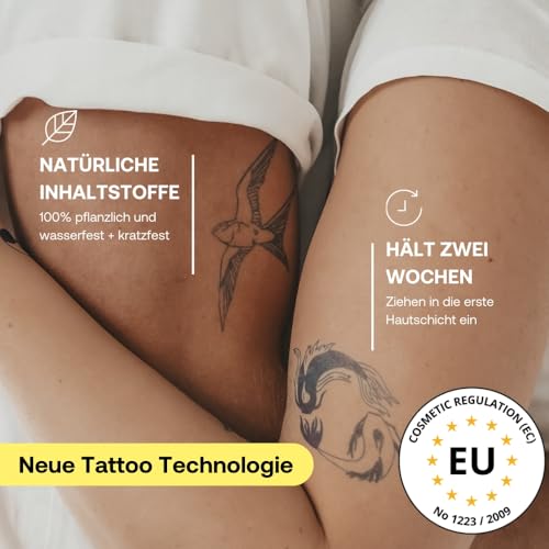 Inkster Tattoo Pfote Trio | Temporäre Tattoos 2 Wochen | Hautfreundlich & EU-Kosmetikzertifiziert | hochwertige Temporäre Tattoos aus pflanzlichen Inhaltsstoffen | wasserfest