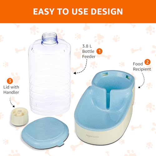 Image of Amazon Basics Automatic Gravity Water Dispenser | Non-Toxic Plastic Material | 3.8 Liters | White | for Dogs, Cats, Puppies & Kittens