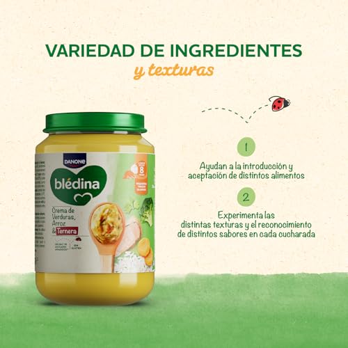 Miniatura 6 de Blédina Tarritos de Crema de Verduras, Arroz y Ternera para Bebé. Tarritos Blédina Sin Sal Ni Azúcares Añadidos y Sin Gluten. Desde los 8 Meses, Pack 6x200g