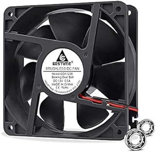 GDSTIME 120mm Fan 12038 DC 12V Fan 120 x 38mm Case Fan Dual Ball Bearing 3000 RPM Cooling Fan 12CM Axial Fan 125.1 CFM Big Airflow For PSU Workstation Server Cooling Ventilation Fan Replacement