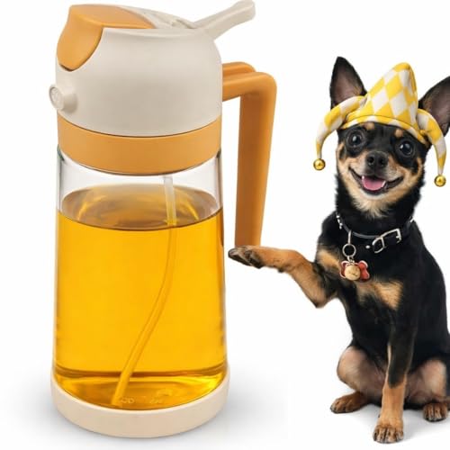 Kuky Cuisine Pulverizador De Aceite 470 Ml 2 En 1 Spray Vertedor - Botella De Vidrio Con Boquilla De Acero Inoxidable - Dosificación Fina Para Airfryer, Ensaladas, Plancha, Horno Y Parrilla