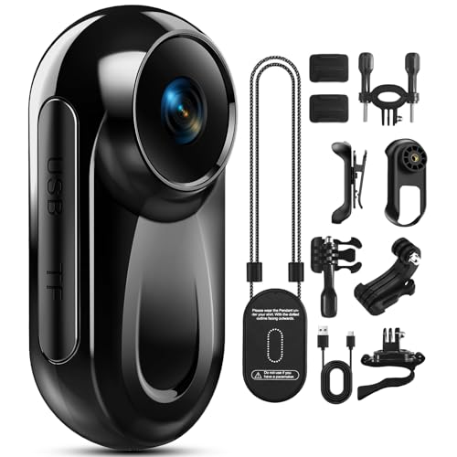 Mini Body Camera 1080P, 512G Thumb Action Camera Hands-Free Recording, Magnetic Vlogging Cam with...