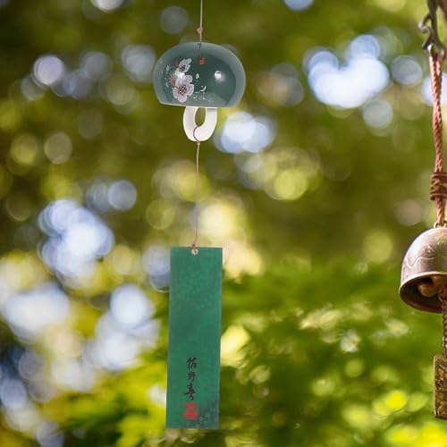 Carillón de viento japonés de cerámica verde para decoración exterior 6
