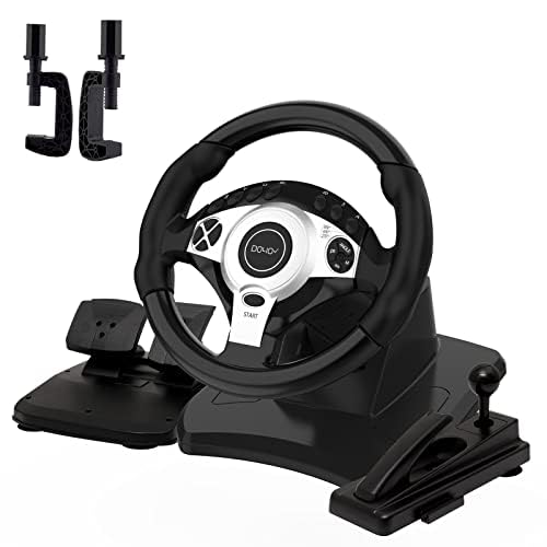 NBCP Gaming Steering Wheel, PC Racing Wheel 270°/900° Car Sim Driving Gaming Wheel Dual-Motor Feedback Driving with Paddle Shifters, Gear Lever Bundle for Xbox One, Xbox Series X/S, PS4, PS3, Switch
